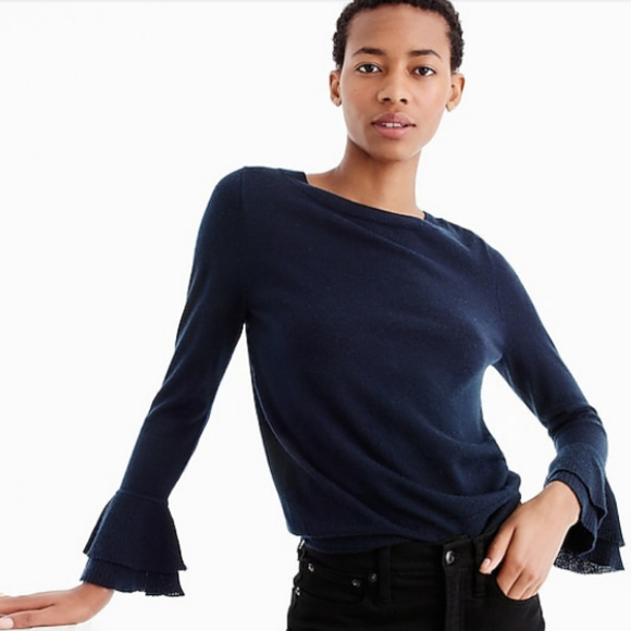 J. Crew Sweaters - J. Crew Cashmere Ruffled Cuff Sweater M